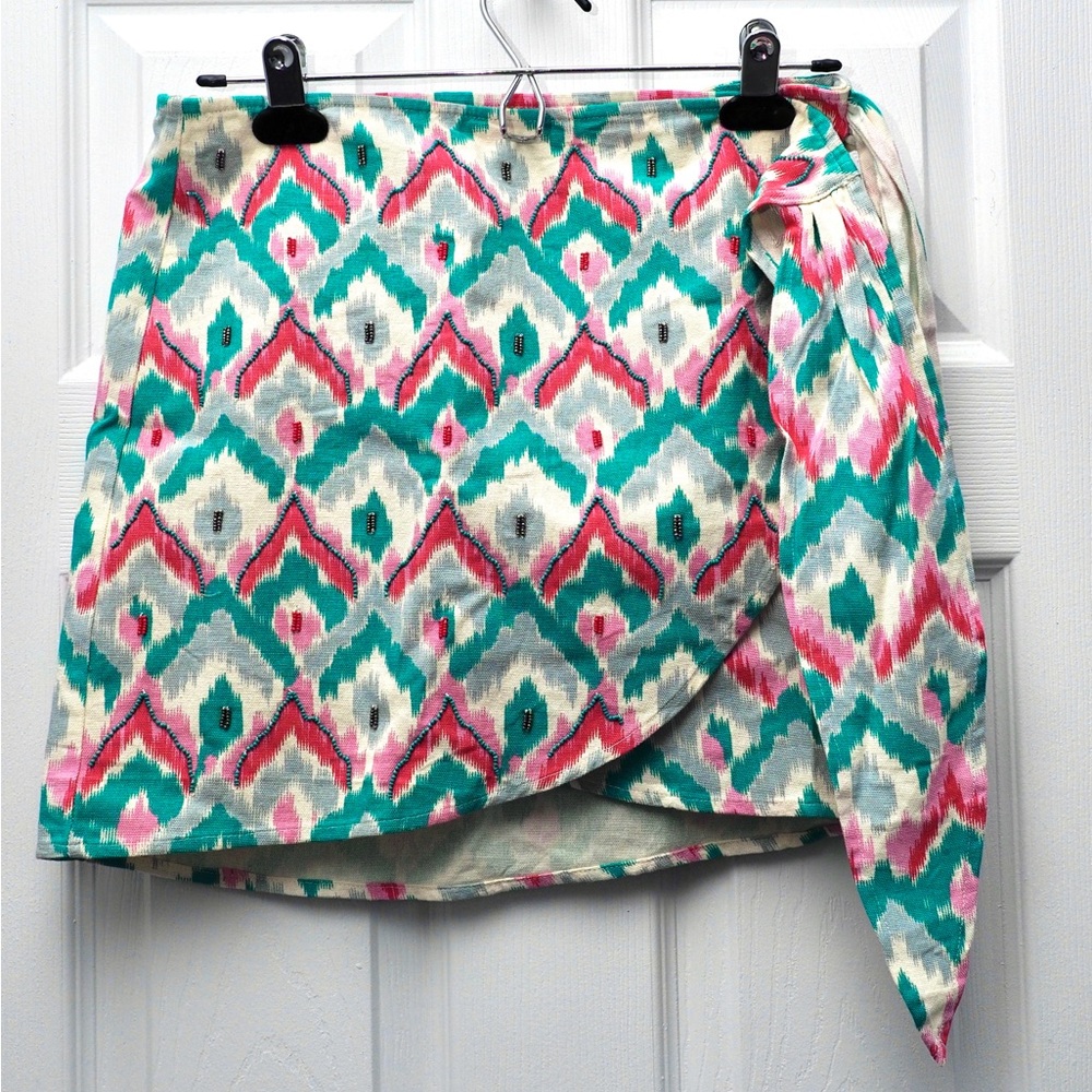 Zara Wrap Front Beaded Mini Skirt